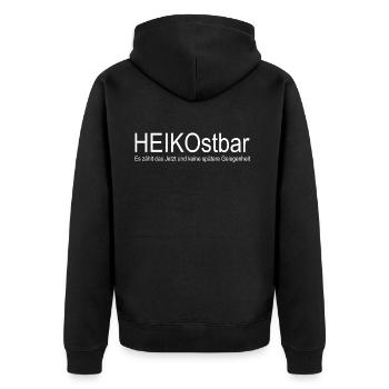 Must have! Weihnachtsshirt Herren dezentes Desig - Unisex Premium Bio Zip Hoodie - Schwarz - Hinten - Nico (187cm)