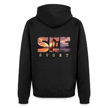See Sucht - Segeln Outfit Yacht Segelboot Maritim - Unisex Premium Bio Zip Hoodie - Schwarz - Hinten - Nico (187cm)