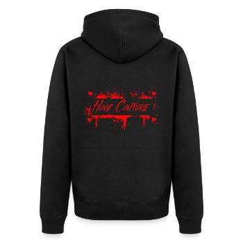 Hood Couture est 2023 2 - Unisex Premium Bio Zip Hoodie - Schwarz - Hinten - Nico (187cm)