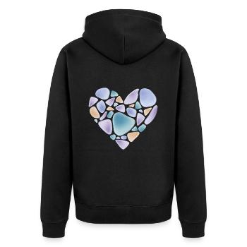 Kletterer Klettern Herz Bouldern Climbing - Unisex Premium Bio Zip Hoodie - Schwarz - Hinten - Nico (187cm)