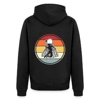 Badminton - Unisex Premium Bio Zip Hoodie - Schwarz - Hinten - Nico (187cm)
