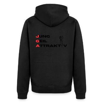 JGA Young Horny Attractive Groom - Unisex Premium Organic Zip Hoodie - black - Back - Nico (187cm)