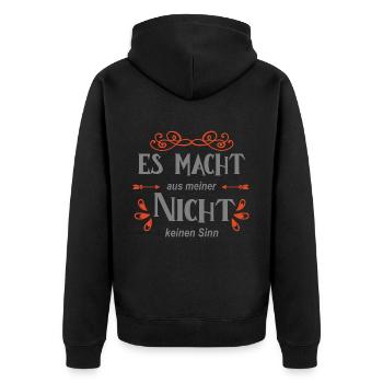 Politik Spruch - Unisex Premium Bio Zip Hoodie - Schwarz - Hinten - Nico (187cm)