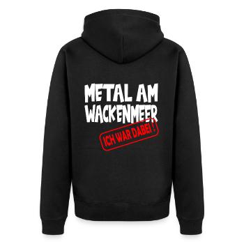 Metal am Wackenmeer Ich war dabei - Unisex Premium Bio Zip Hoodie - Schwarz - Hinten - Nico (187cm)