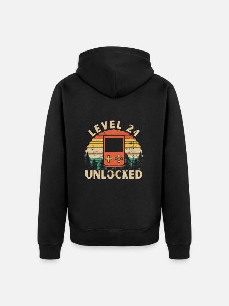 Level 24 Unlocked - Unisex Premium Organic Zip Hoodie - black