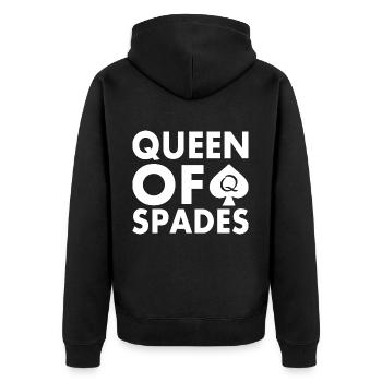 Queen of spades - Unisex Premium Bio Zip Hoodie - Schwarz - Hinten - Nico (187cm)