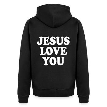 Jesus love you - Veste à capuche bio Premium Unisexe - noir - Dos - Nico (187cm)