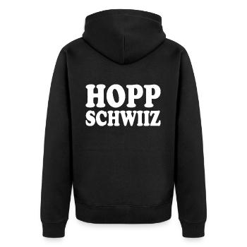 Hopp schwiiz - Veste à capuche bio Premium Unisexe - noir - Dos - Nico (187cm)