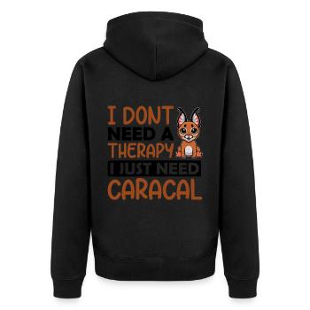 I dont need a therapy i just need Caracal - Unisex Premium Bio Zip Hoodie - Schwarz - Hinten - Nico (187cm)