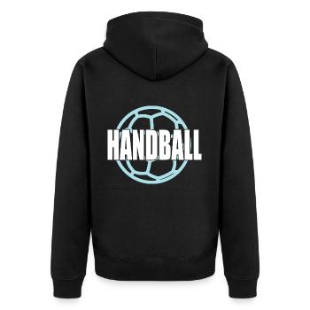 Handball Ball Player Handball Player - Unisex Premium Organic Zip Hoodie - black - Back - Nico (187cm)