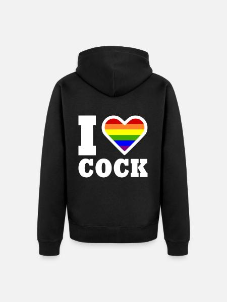 I love cock - Unisex Premium Organic Zip Hoodie - black