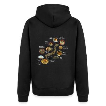 Map of JAPAN surrounded by Japanese dishes - Unisex Premium Organic Zip Hoodie - black - Back - Nico (187cm)