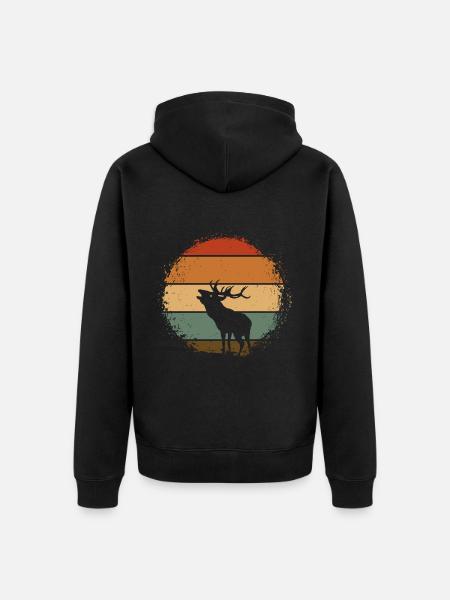 Deer - Unisex Premium Organic Zip Hoodie - black