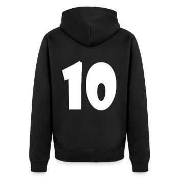 10 - Unisex Premium Bio Zip Hoodie - Schwarz - Hinten - Nico (187cm)