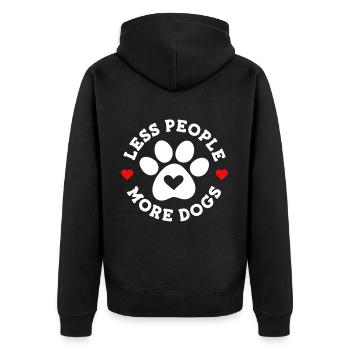 Weniger Menschen mehr Hunde - Unisex Premium Bio Zip Hoodie - Schwarz - Hinten - Nico (187cm)