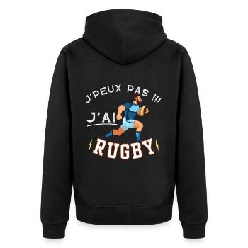 Je peux pas j'ai rugby - rugby nationale - Veste à capuche bio Premium Unisexe - noir - Dos - Nico (187cm)