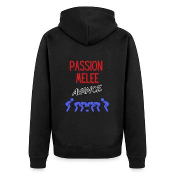 Passion Flock Bundesrugby - Unisex Premium Bio Zip Hoodie - Schwarz - Hinten - Nico (187cm)