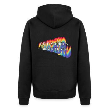Give America Brain Again Rainbow LGBTQ - Unisex Premium Bio Zip Hoodie - Schwarz - Hinten - Nico (187cm)