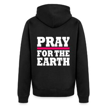 Pray for the earth - Unisex Premium Organic Zip Hoodie - black - Back - Nico (187cm)