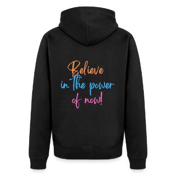 KDFA I Believe in the power of now! - Unisex Premium Bio Zip Hoodie - Schwarz - Hinten - Nico (187cm)