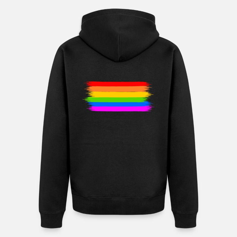 drapeau arc-en-ciel - Veste à capuche bio Premium Unisexe - noir