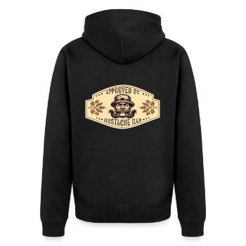 Approved by Mustache Man - Unisex Premium Organic Zip Hoodie - black - Back - Nico (187cm)