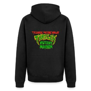 TMNT Mutant Mayhem Logo - Unisex Premium Organic Zip Hoodie - black - Back - Nico (187cm)