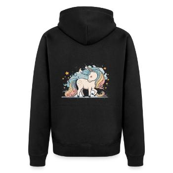 Pastellfarbenes Paradies - Unisex Premium Bio Zip Hoodie - Schwarz - Hinten - Nico (187cm)