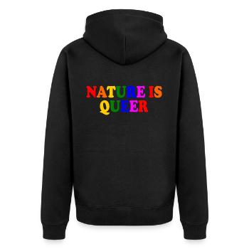 Nature is queer - Unisex Premium Bio Zip Hoodie - Schwarz - Hinten - Nico (187cm)