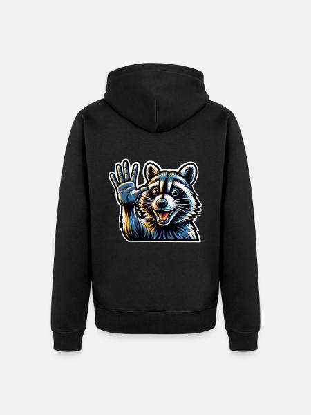 Raccoon - Unisex Premium Organic Zip Hoodie - black
