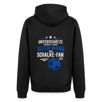 Schalke Fan Fußball Mannschaft Geschenkidee - Unisex Premium Bio Zip Hoodie - Schwarz - Hinten - Nico (187cm)