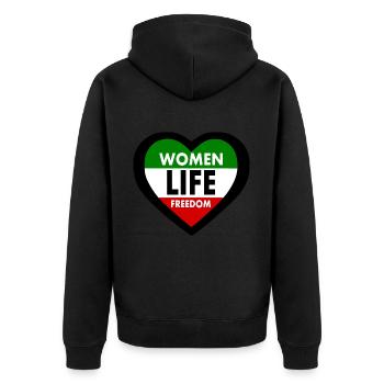 Women life freedom - Unisex Premium Bio Zip Hoodie - Schwarz - Hinten - Nico (187cm)
