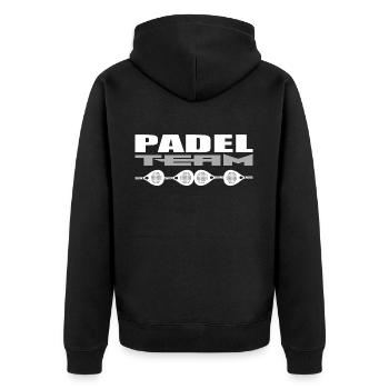 Padel Mannschaft - Unisex Premium Bio Zip Hoodie - Schwarz - Hinten - Nico (187cm)