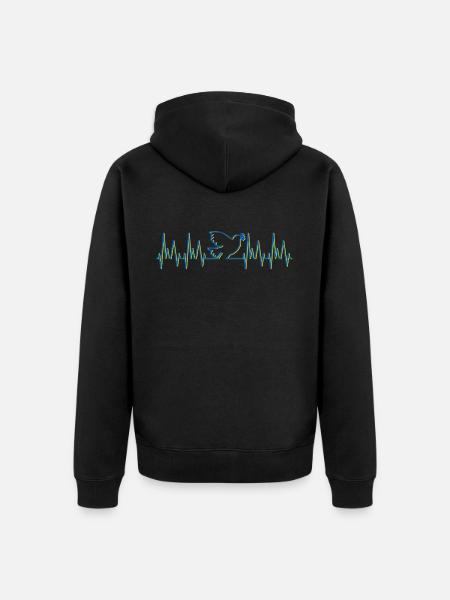 Heartbeat Dove of Peace Ukraine - Unisex Premium Organic Zip Hoodie - black