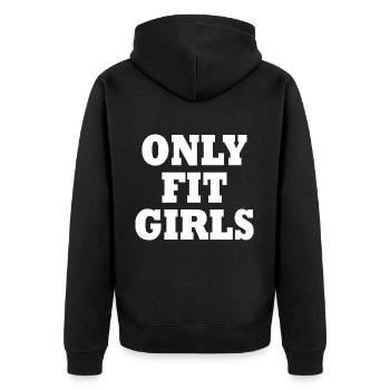 Only fit girls - Unisex Premium Bio Zip Hoodie - Schwarz - Hinten - Nico (187cm)