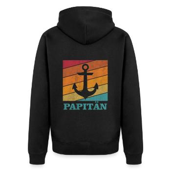 Papänn Papitän Father's Day Best Papa Captain - Unisex Premium Bio Zip Hoodie - Schwarz - Hinten - Nico (187cm)