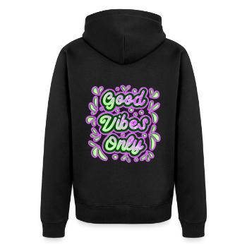 Good Vibes Only 2 - Unisex Premium Organic Zip Hoodie - black - Back - Nico (187cm)