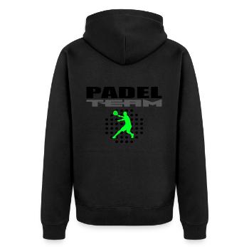 Padel-Mannschaft - Unisex Premium Bio Zip Hoodie - Schwarz - Hinten - Nico (187cm)