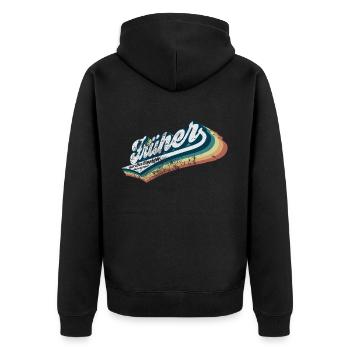 Früher war alles flippiger (Von-früher-Edition) - Unisex Premium Bio Zip Hoodie - Schwarz - Hinten - Nico (187cm)