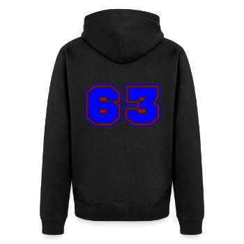 63 Numéro de numéro - Veste à capuche bio Premium Unisexe - noir - Dos - Nico (187cm)