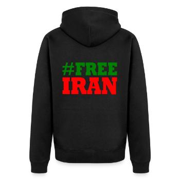 Free iran - Unisex Premium Bio Zip Hoodie - Schwarz - Hinten - Nico (187cm)