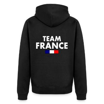 Team france - Unisex Premium Bio Zip Hoodie - Schwarz - Hinten - Nico (187cm)