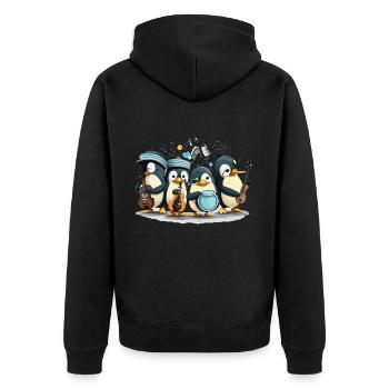 Die Pinguin-Band - Unisex Premium Bio Zip Hoodie - Schwarz - Hinten - Nico (187cm)