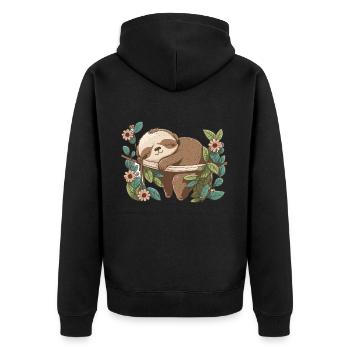 Hang Out - Unisex Premium Organic Zip Hoodie - black - Back - Nico (187cm)
