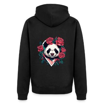 Panda - Unisex Premium Bio Zip Hoodie - Schwarz - Hinten - Nico (187cm)