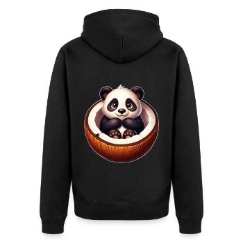 Panda mignon avec des fruits d’été de dessin animé à la noix de - Veste à capuche bio Premium Unisexe - noir - Dos - Nico (187cm)