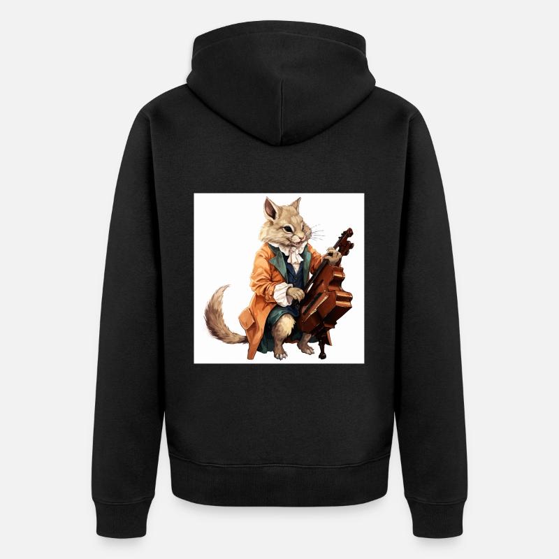 Der musikalische Eichhörnchen-Virtuose - Unisex Premium Bio Zip Hoodie - Schwarz