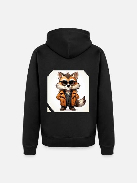 Der modische Waschbär-Designer - Unisex Premium Bio Zip Hoodie - Schwarz
