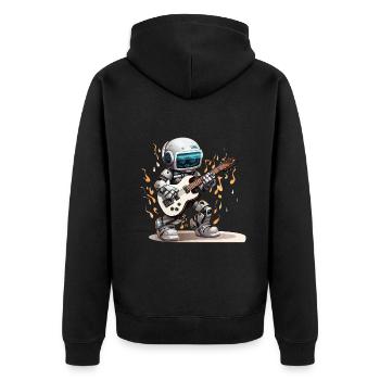Der Roboter-Gitarrist - Unisex Premium Bio Zip Hoodie - Schwarz - Hinten - Nico (187cm)