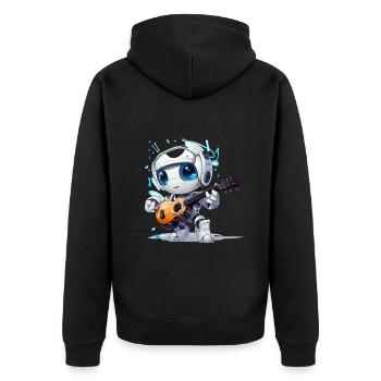 Der Roboter-Virtuose - Unisex Premium Bio Zip Hoodie - Schwarz - Hinten - Nico (187cm)